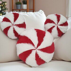 NEW Pottery Barn Kids Disney Mickey Mouse Shaped Peppermint Pillow 18.5" NWT